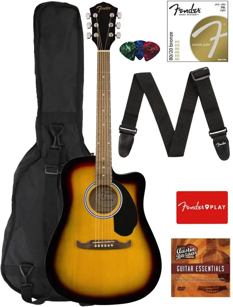 Beginner Electric Guitar : Fender FA-125ce dreadnought cutaway acoustic-electric guitar