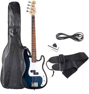 Goplus Blue Full Size 4 String Electric Bass Guitar