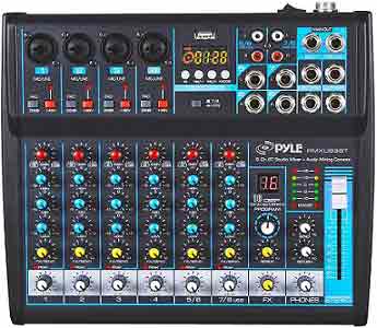 Pyle Professional Audio Mixer Sound Board Console Desk System Interface 8 Channel DJ and studio console mixer