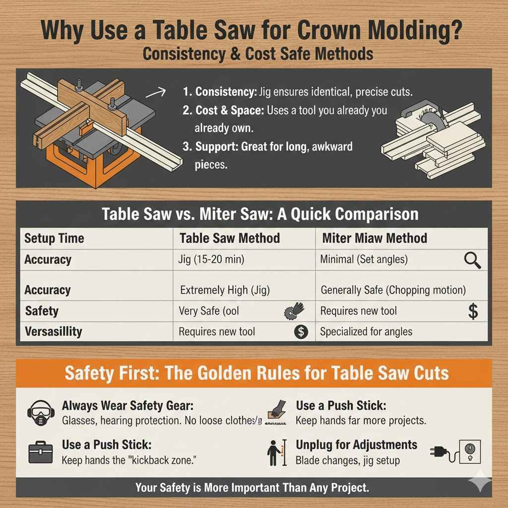 Why Use a Table Saw for Crown Molding