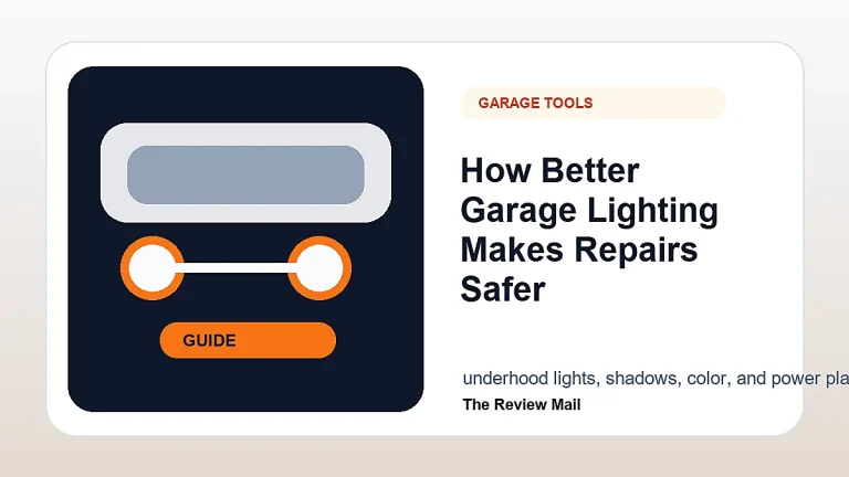 Garage Lighting guide for drivers with visual checks and automotive context.