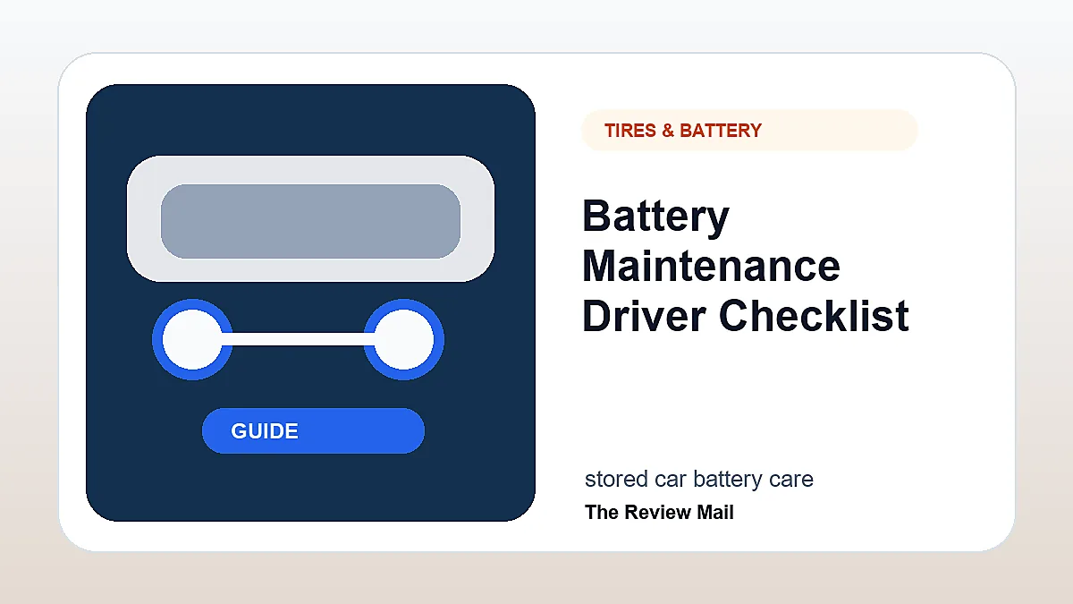 Battery Maintenance checklist showing practical driver inspection and safety steps.