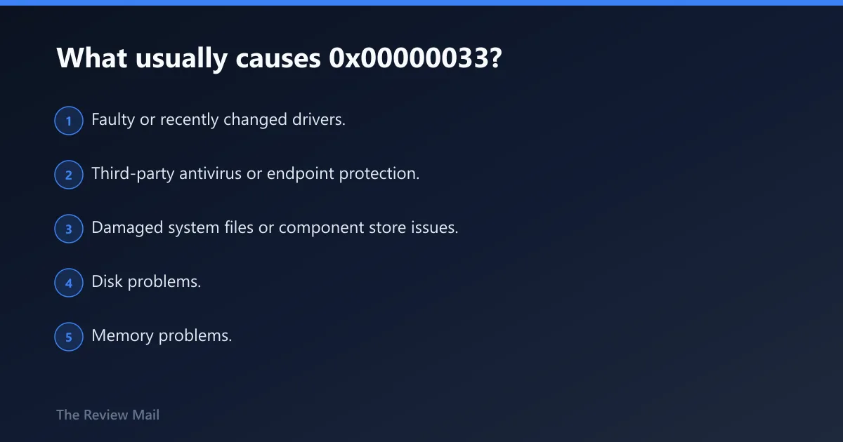 Steps: What usually causes 0x00000033?