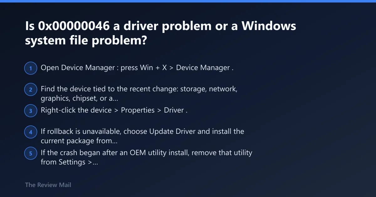 Steps: Is 0x00000046 a driver problem or a Windows system file problem?