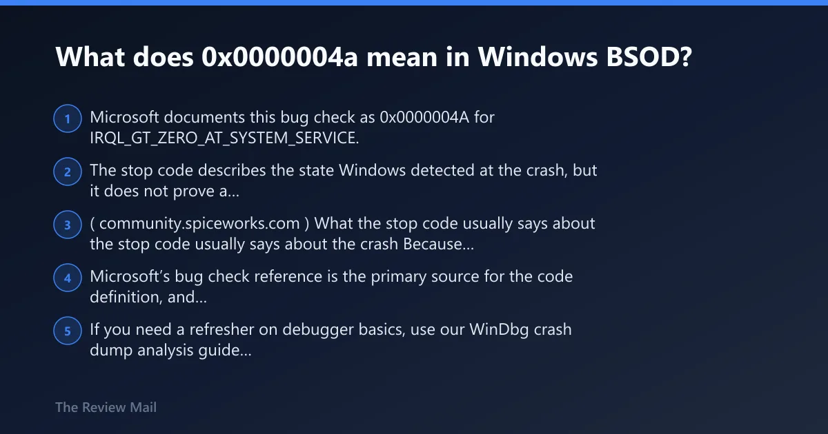 Steps: What does 0x0000004a mean in Windows BSOD?