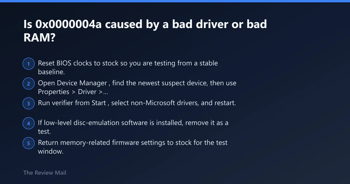 Steps: Is 0x0000004a caused by a bad driver or bad RAM?