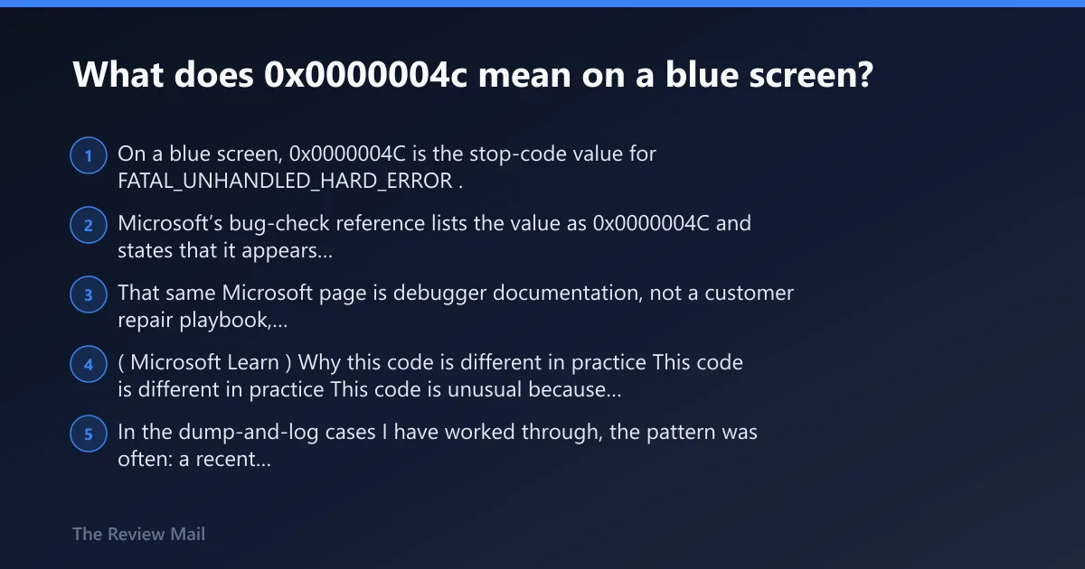 Steps: What does 0x0000004c mean on a blue screen?