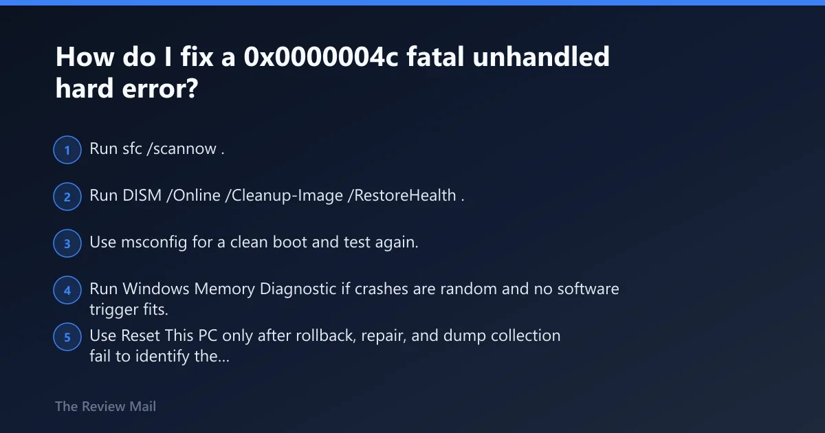Steps: How do I fix a 0x0000004c fatal unhandled hard error?