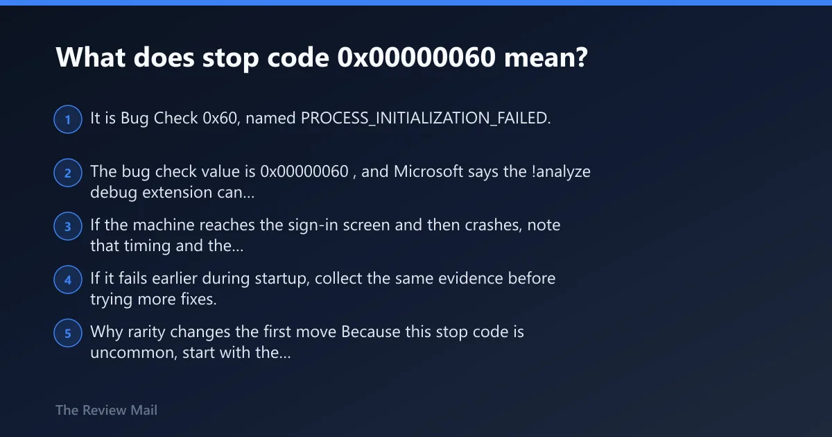Steps: What does stop code 0x00000060 mean?