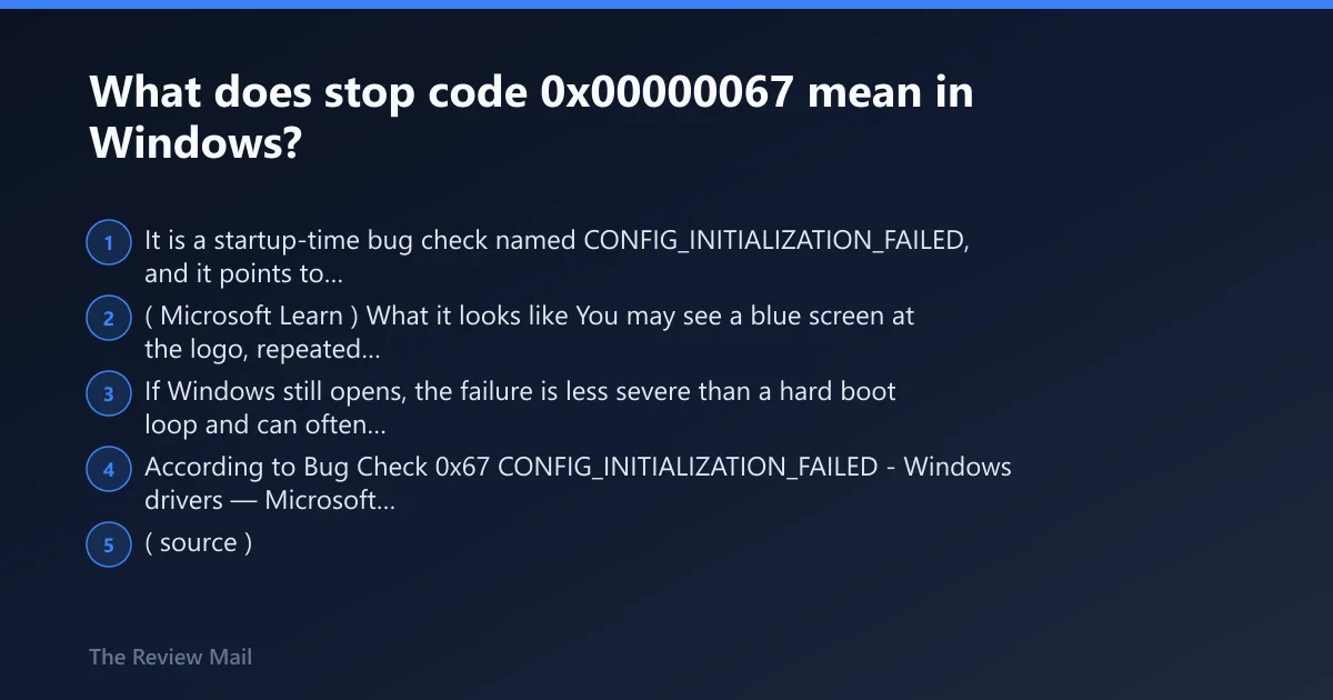 Steps: What does stop code 0x00000067 mean in Windows?