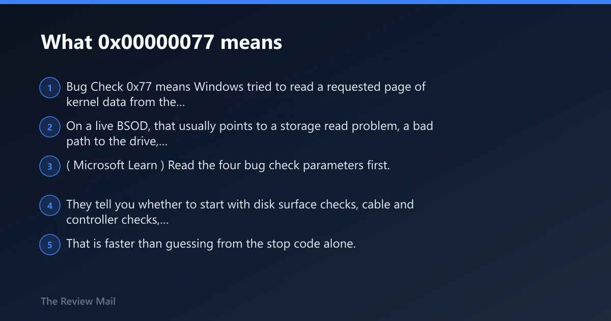 Steps: What 0x00000077 means