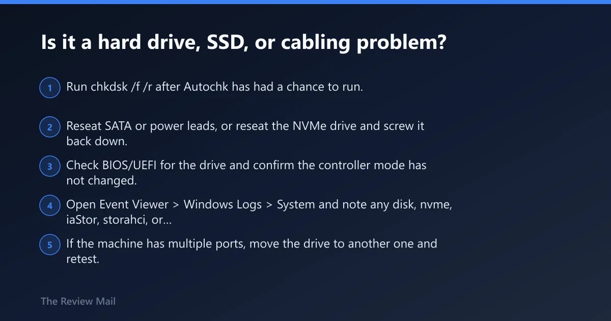 Steps: Is it a hard drive, SSD, or cabling problem?