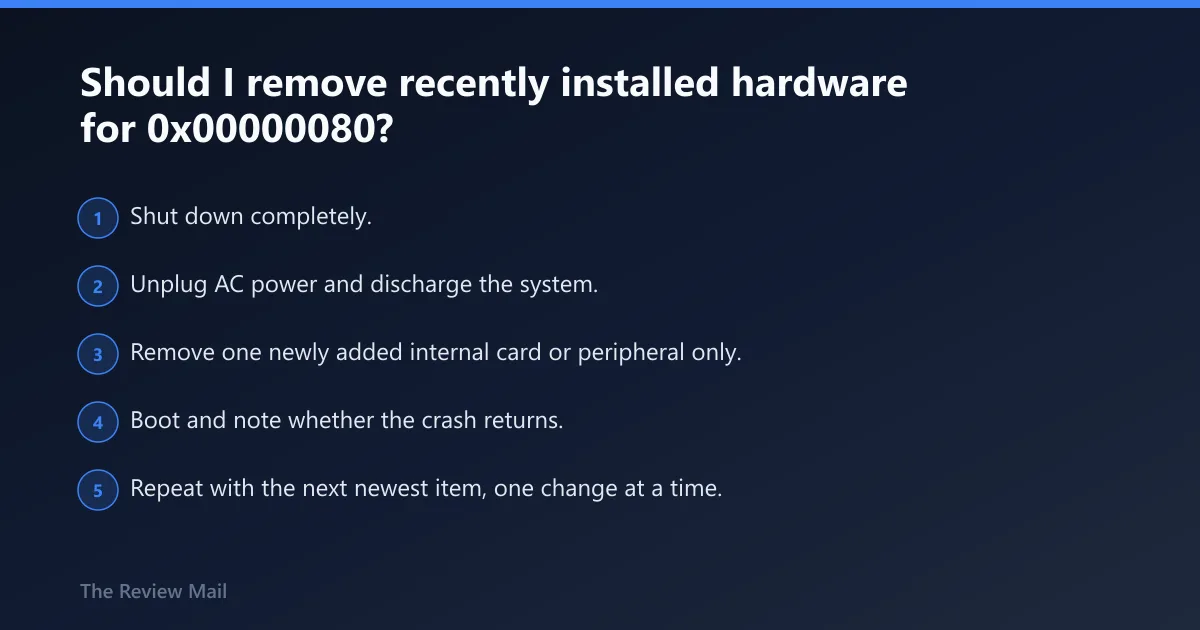 Steps: Should I remove recently installed hardware for 0x00000080?