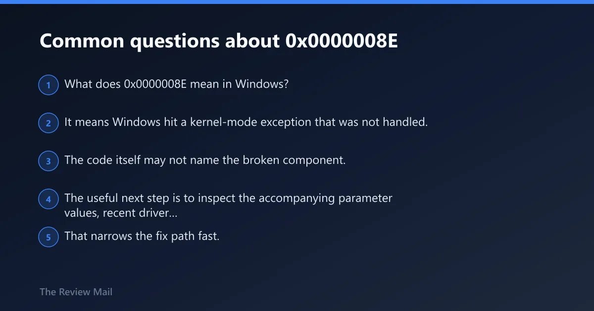 Steps: Common questions about 0x0000008E