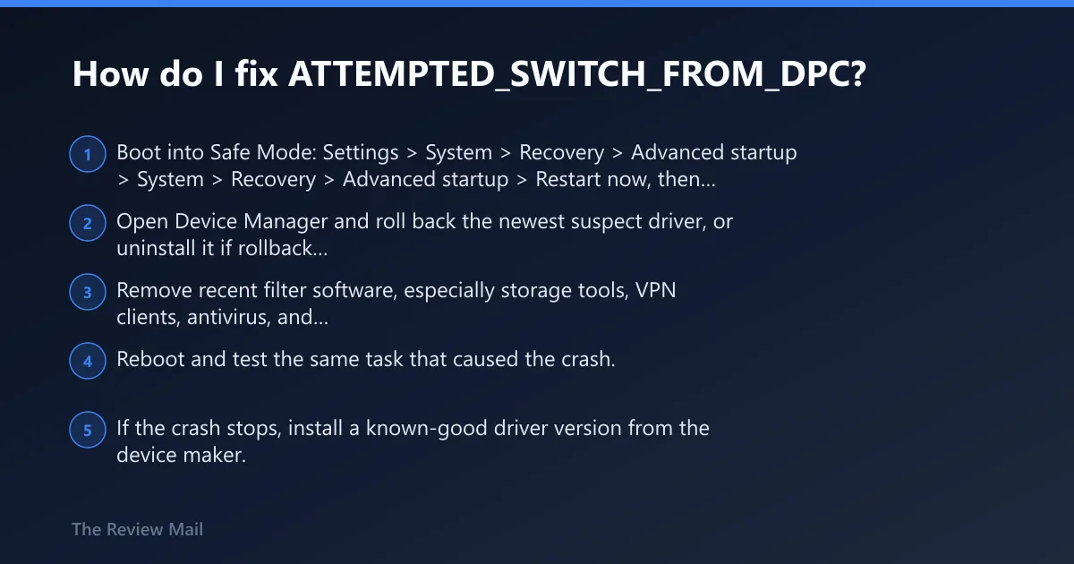 Steps: How do I fix ATTEMPTED_SWITCH_FROM_DPC?