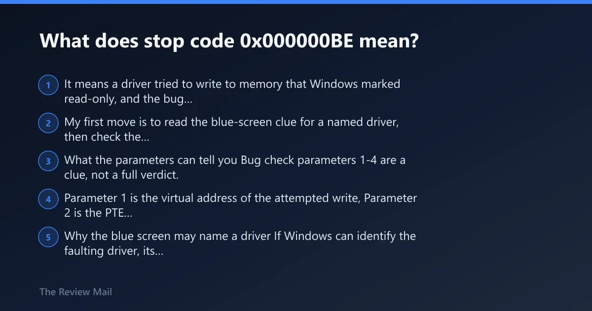 Steps: What does stop code 0x000000BE mean?