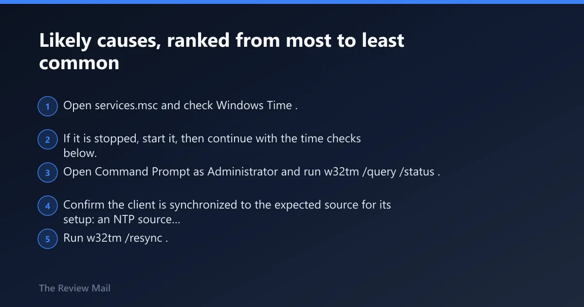 Steps: Likely causes, ranked from most to least common