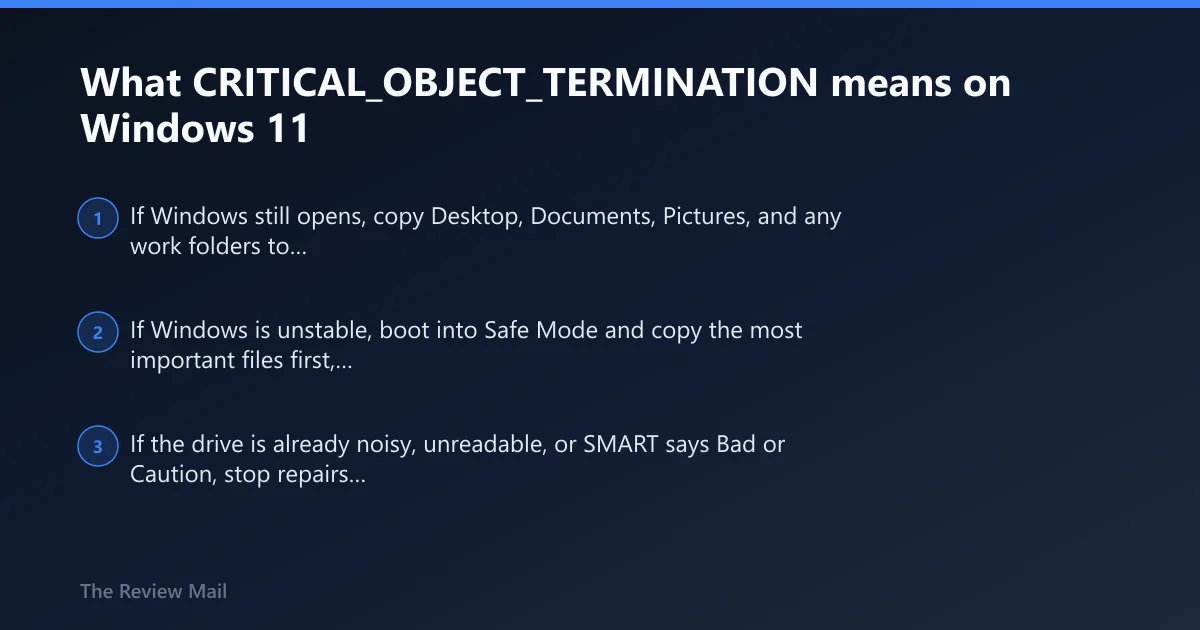 Steps: What CRITICAL_OBJECT_TERMINATION means on Windows 11