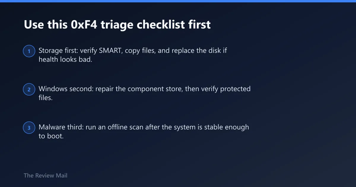 Steps: Use this 0xF4 triage checklist first