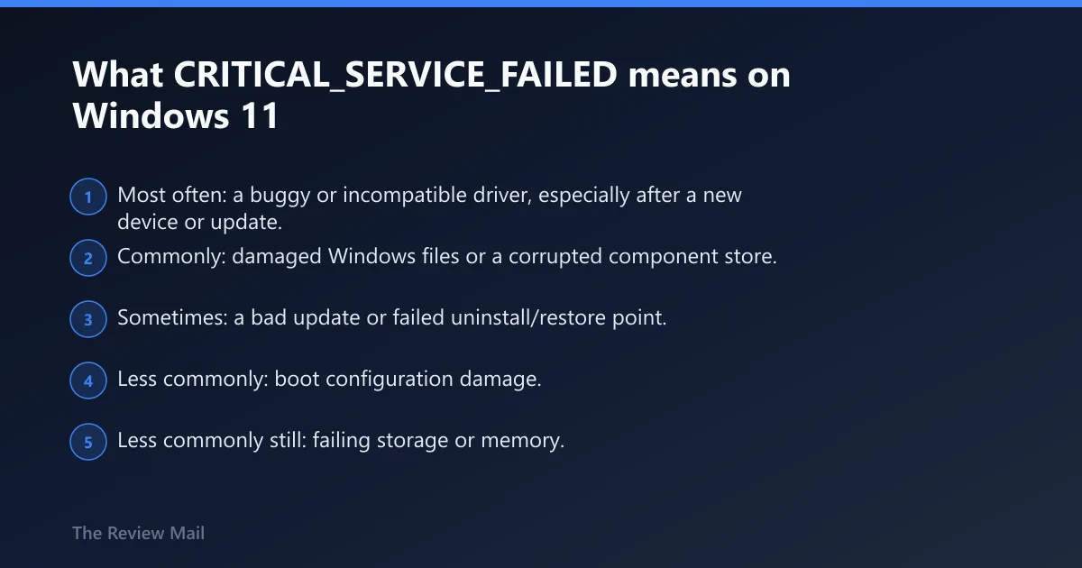 Steps: What CRITICAL_SERVICE_FAILED means on Windows 11