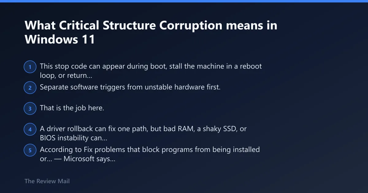 Steps: What Critical Structure Corruption means in Windows 11