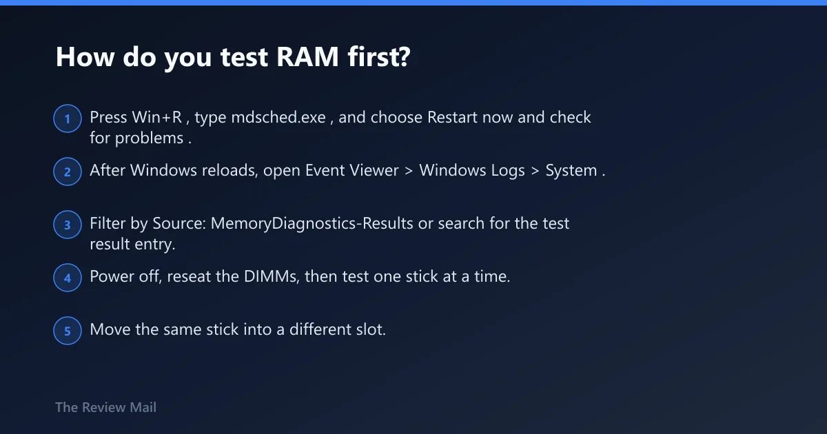 Steps: How do you test RAM first?