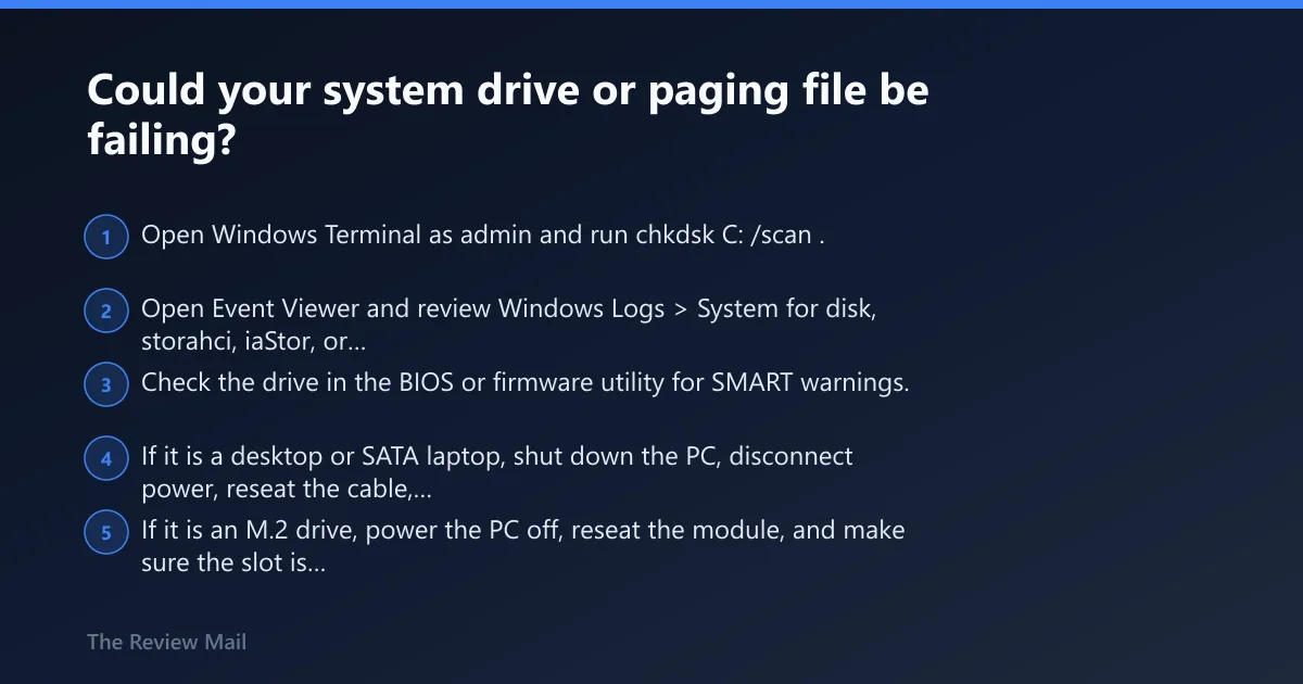 Steps: Could your system drive or paging file be failing?