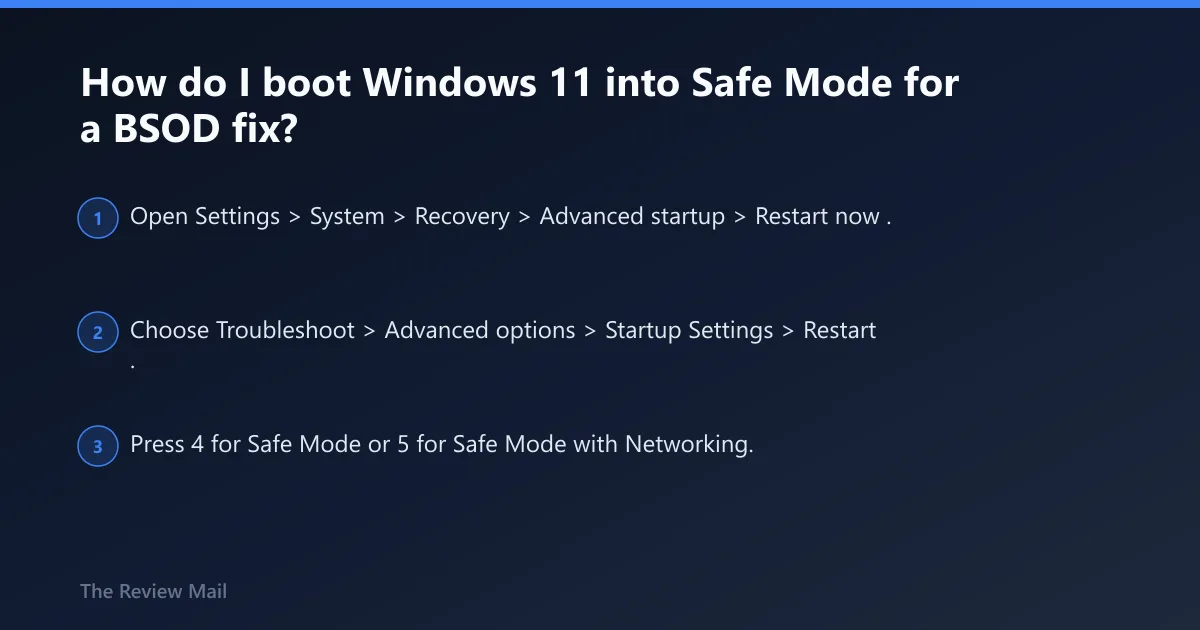 Steps: How do I boot Windows 11 into Safe Mode for a BSOD fix?