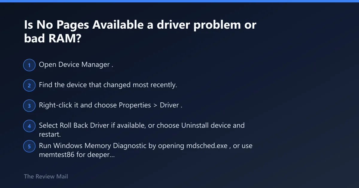 Steps: Is No Pages Available a driver problem or bad RAM?