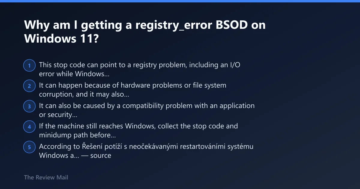Steps: Why am I getting a registry_error BSOD on Windows 11?