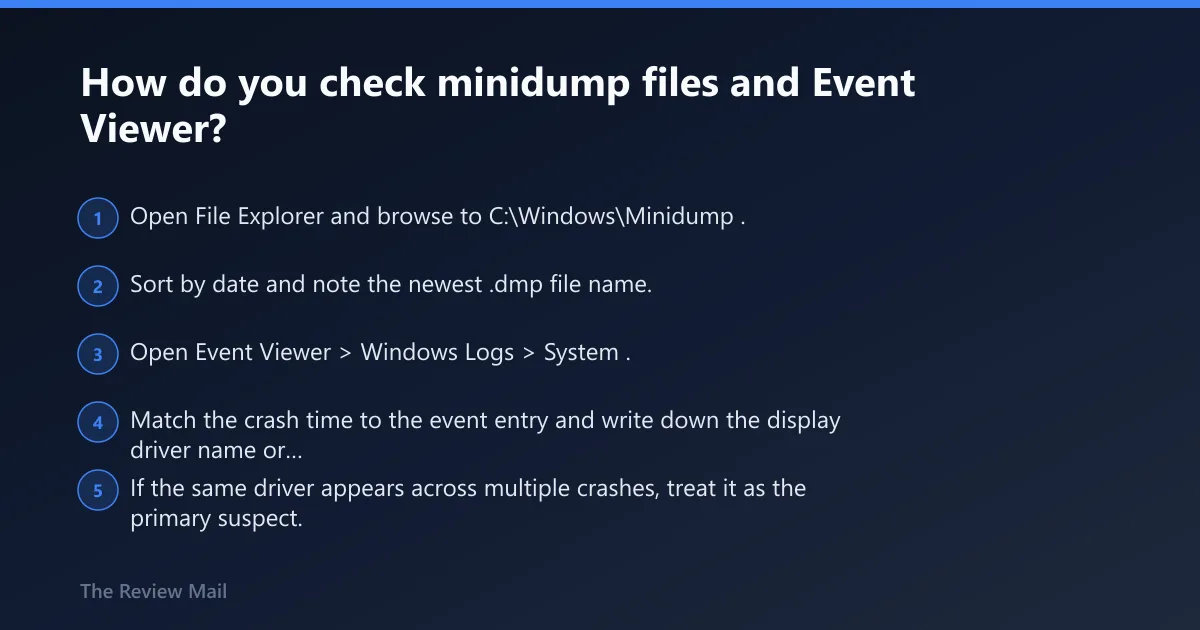 Steps: How do you check minidump files and Event Viewer?