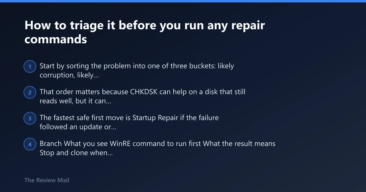 Steps: How to triage it before you run any repair commands