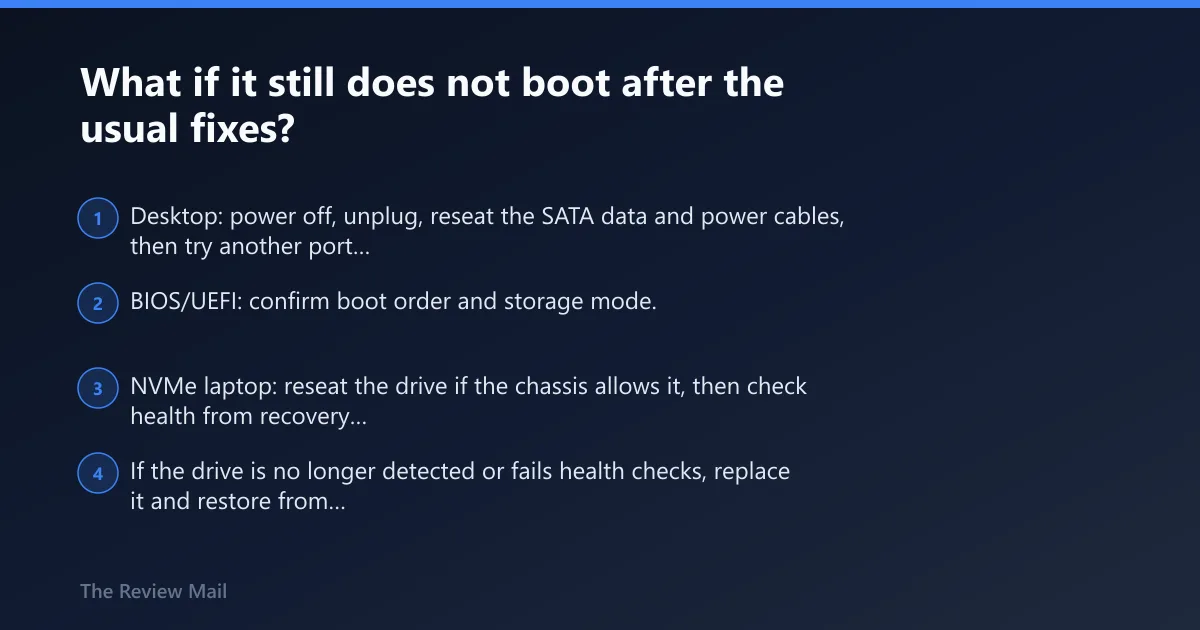 Steps: What if it still does not boot after the usual fixes?