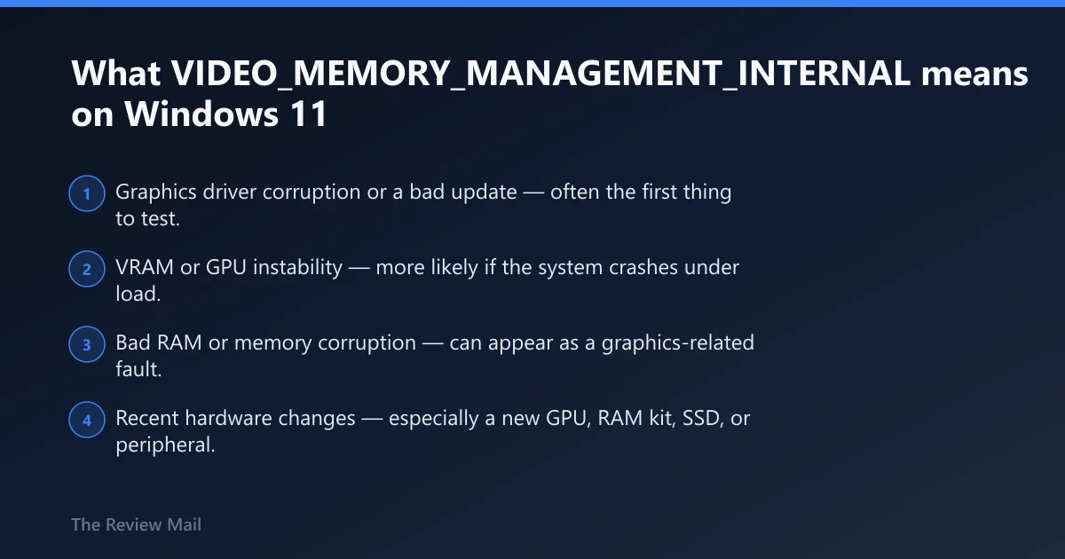 Steps: What VIDEO_MEMORY_MANAGEMENT_INTERNAL means on Windows 11