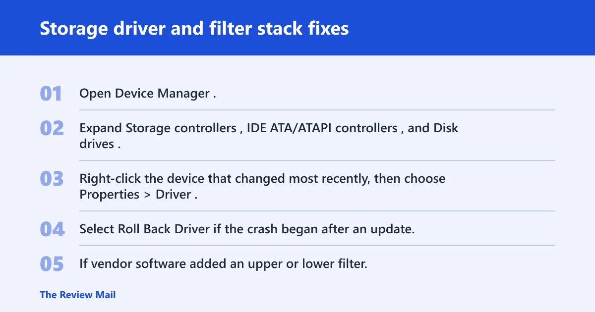 Steps: Storage driver and filter stack fixes
