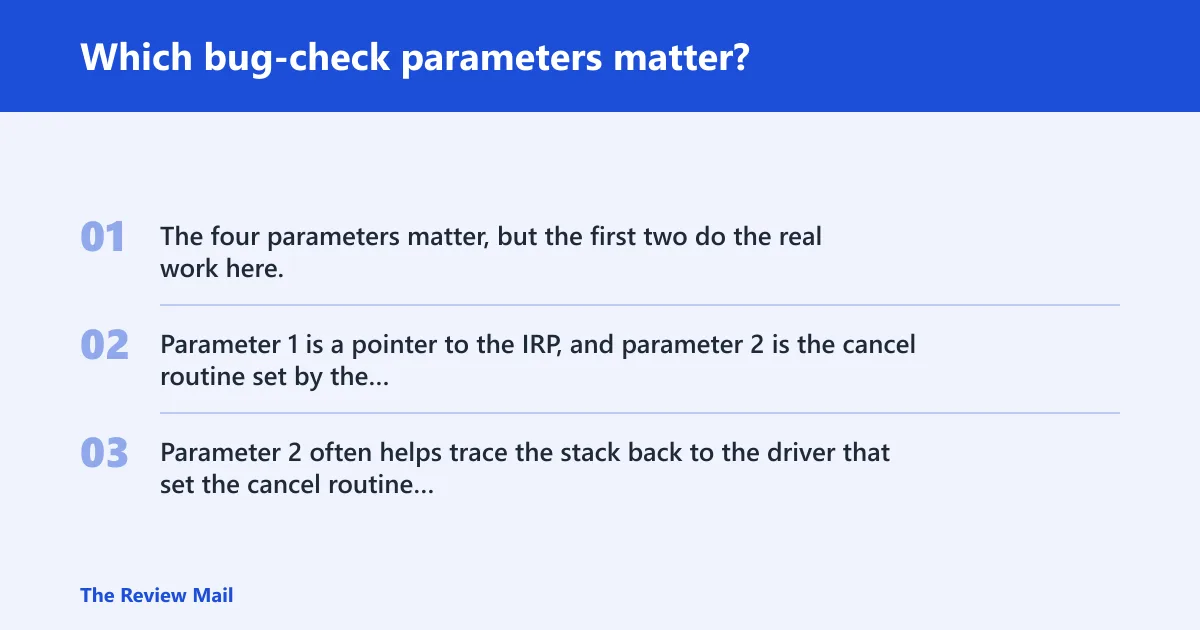 Steps: Which bug-check parameters matter?