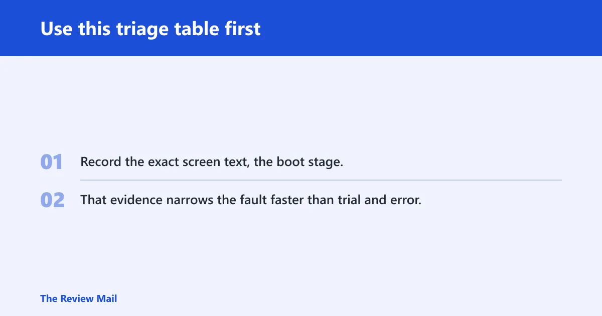Steps: Use this triage table first