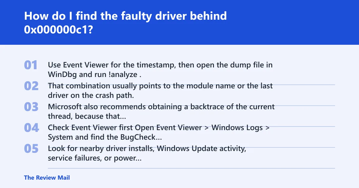 Steps: How do I find the faulty driver behind 0x000000c1?