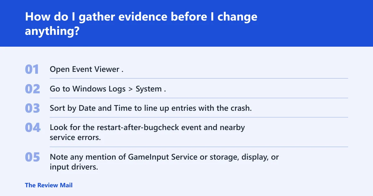 Steps: How do I gather evidence before I change anything?