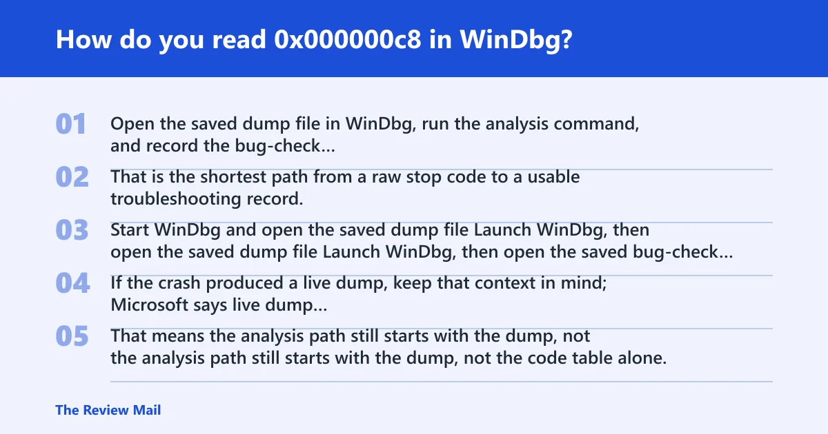 Steps: How do you read 0x000000c8 in WinDbg?