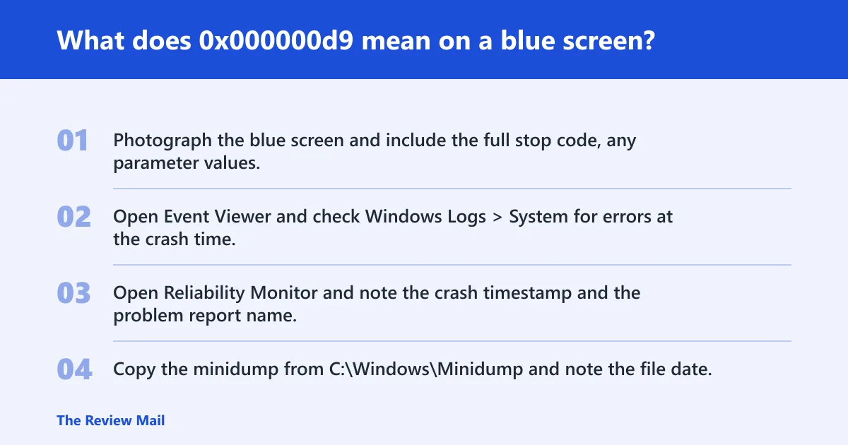 Steps: What does 0x000000d9 mean on a blue screen?