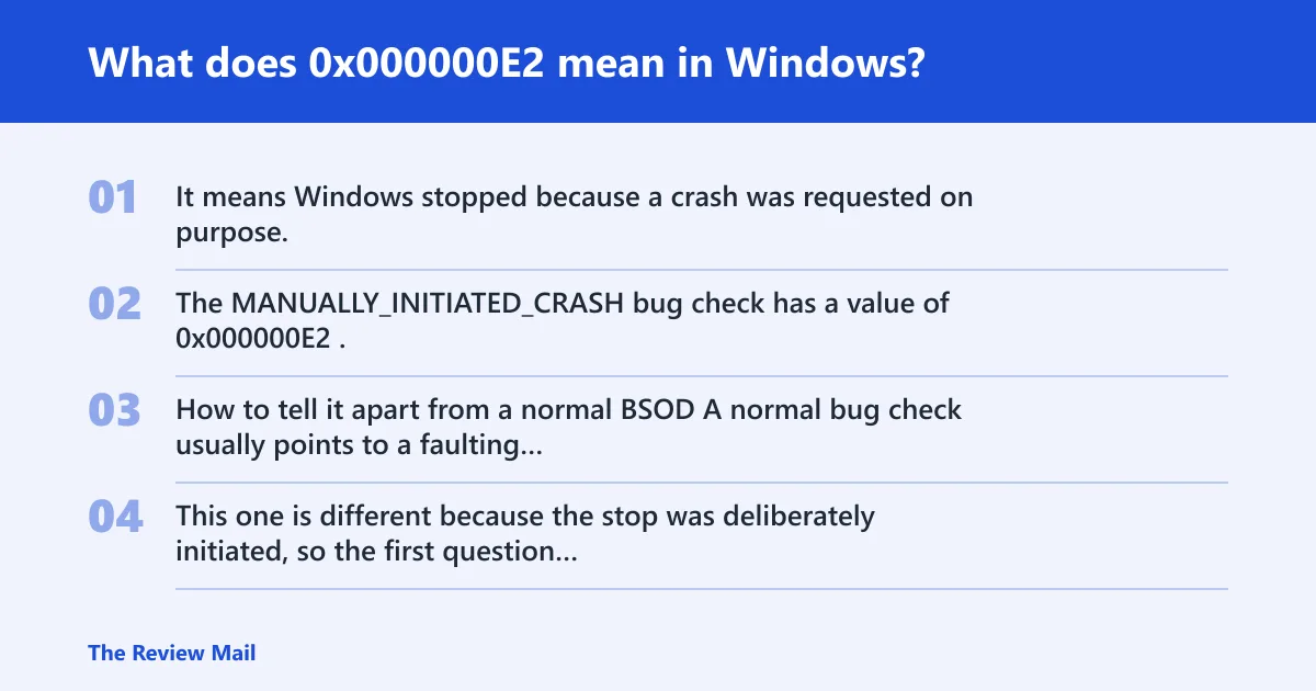 Steps: What does 0x000000E2 mean in Windows?