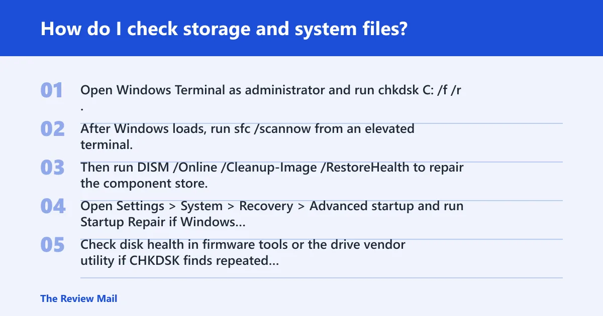 Steps: How do I check storage and system files?