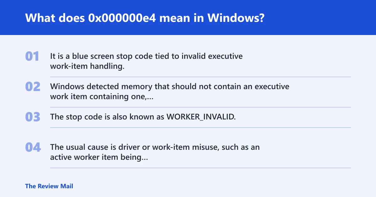 Steps: What does 0x000000e4 mean in Windows?