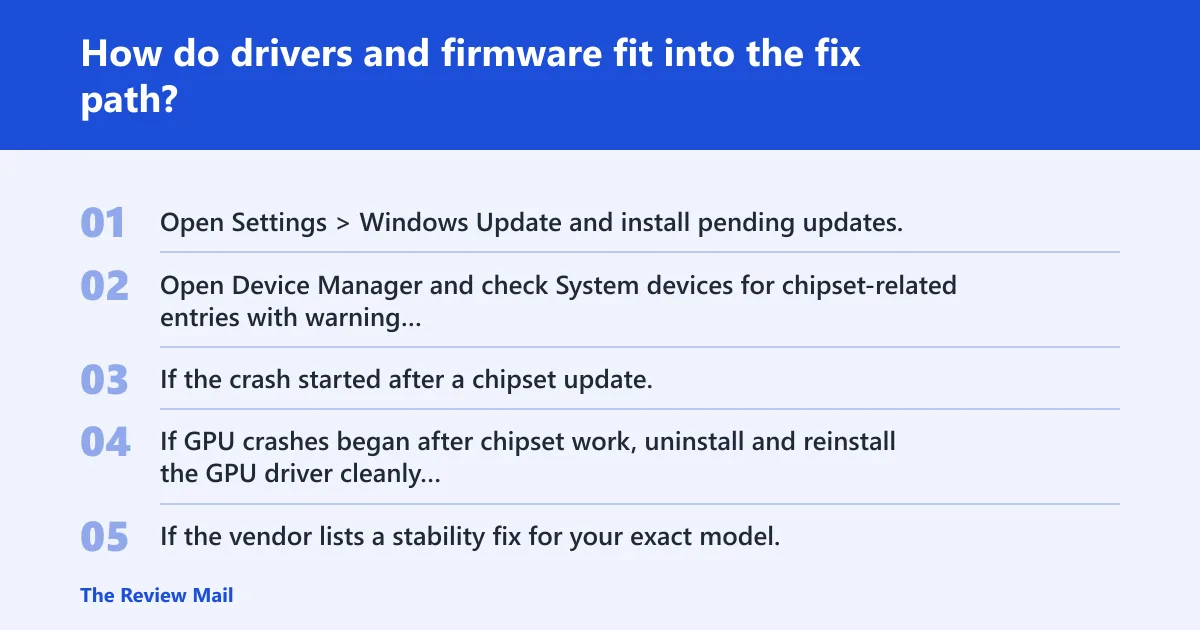 Steps: How do drivers and firmware fit into the fix path?