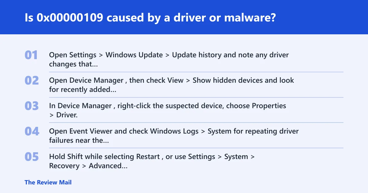 Steps: Is 0x00000109 caused by a driver or malware?