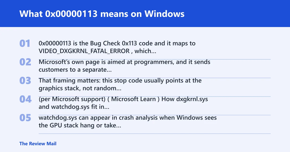 Steps: What 0x00000113 means on Windows