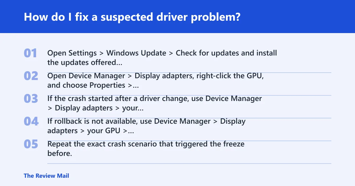 Steps: How do I fix a suspected driver problem?