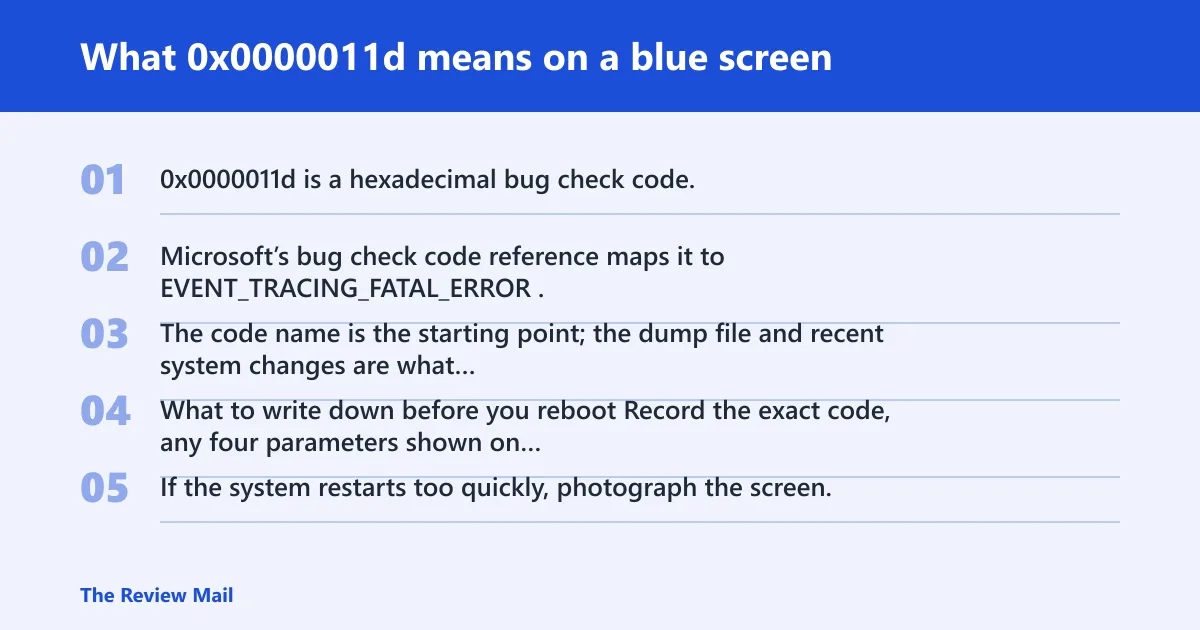 Steps: What 0x0000011d means on a blue screen