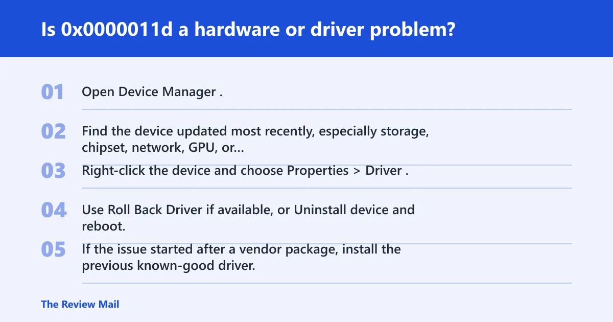 Steps: Is 0x0000011d a hardware or driver problem?